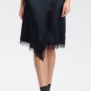 NWT | Black Satin Lace Asymmetrical | A-Line Skirt | Large